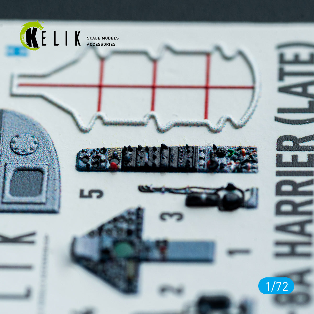 KELIK K72225 AV-8A Harrier (late) - interior 3D decals for Italeri kit 1/72 – zdjęcie 3