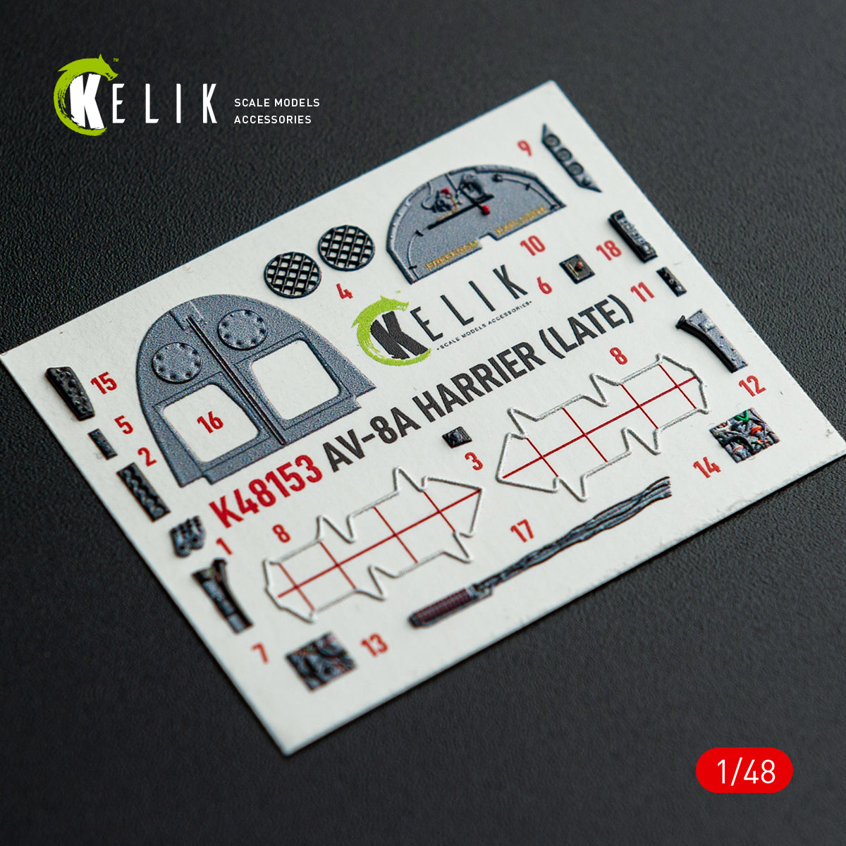 KELIK K48153 AV-8A HARRIER (Late) - interior 3D decals for Kinetic kit 1/48 – Bild 8