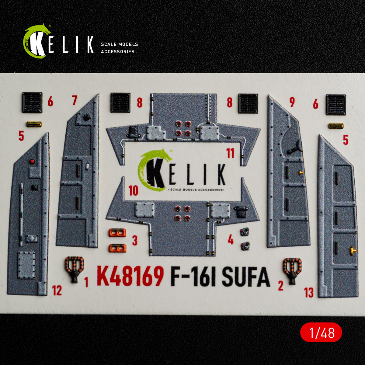 KELIK K48169 F-16I SUFA - interior 30 decals for GWH kit 1/48 – immagine 9