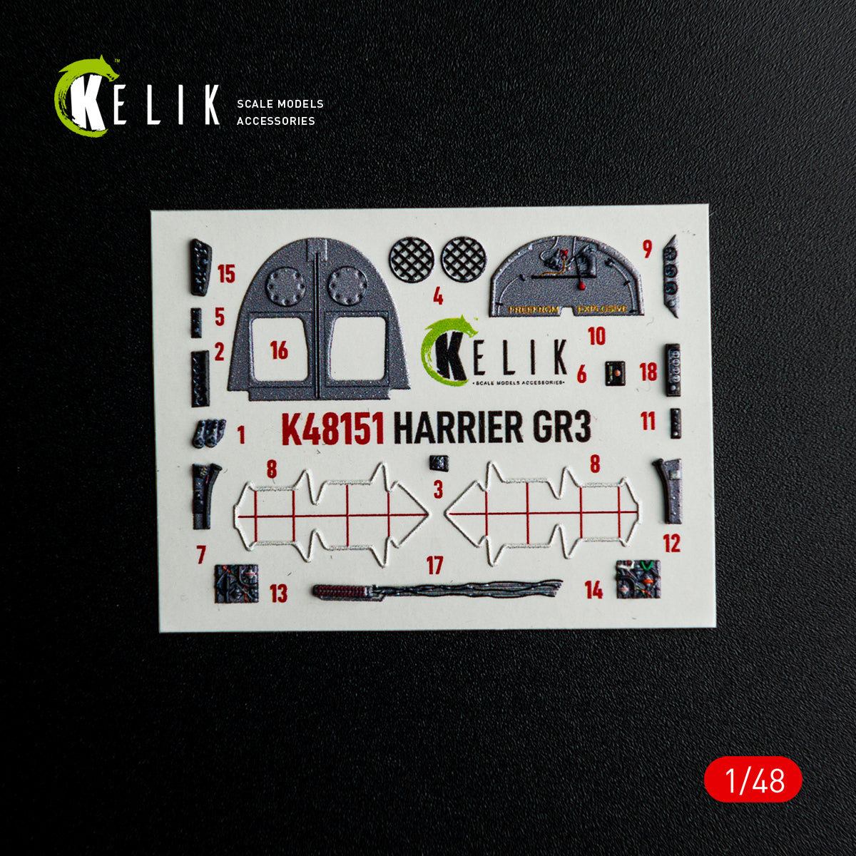 KELIK K48151 HARRIER GR3 - interior 3D decals for Kinetic kit 1/48 – Bild 12