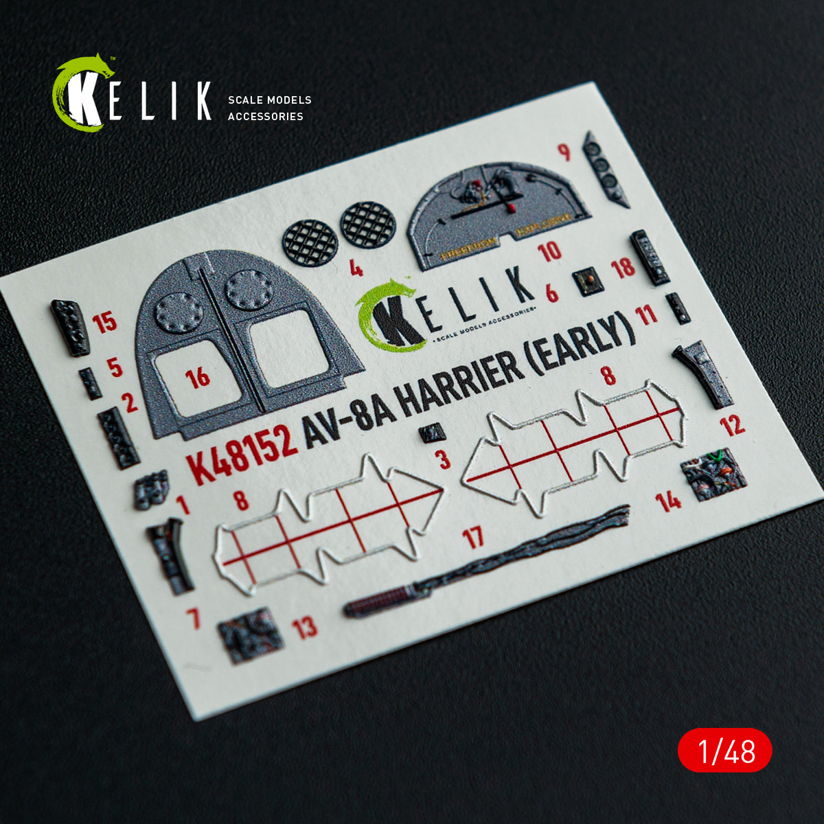 KELIK K48152 AV-8A HARRIER (Early) -interior 3D decals for Kinetic kit 1/48 – Bild 12