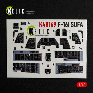 KELIK K48169 F-16I SUFA - interior 30 decals for GWH kit 1/48 – immagine 11