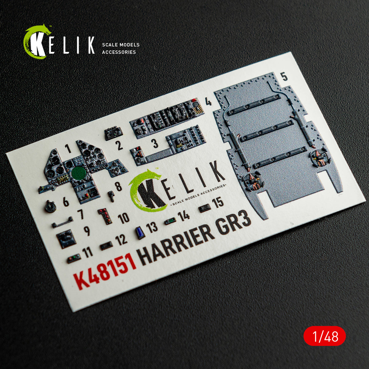 KELIK K48151 HARRIER GR3 - interior 3D decals for Kinetic kit 1/48 – Bild 15