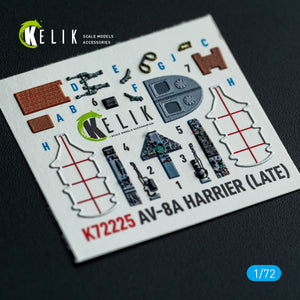 KELIK K72225 AV-8A Harrier (late) - interior 3D decals for Italeri kit 1/72