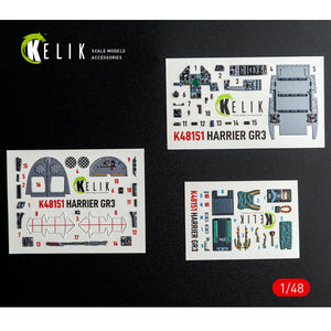 KELIK K48151 HARRIER GR3 - interior 3D decals for Kinetic kit 1/48