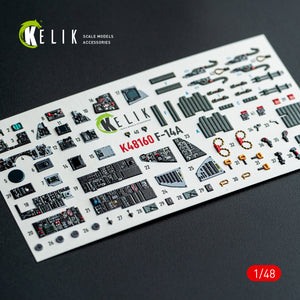 KELIK K48160 F-14A - interior 3D decals for Hasegawa kit 1/48