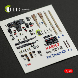 KELIK K48167 Hs-129 B - interior 3D decals for Takom kit 1/48
