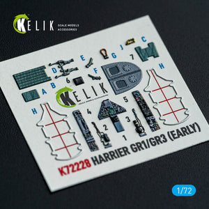 KELIK K72228 Harrier Gr1/Gr3 (Early) - interior 3D decals for Italeri kit 1/72