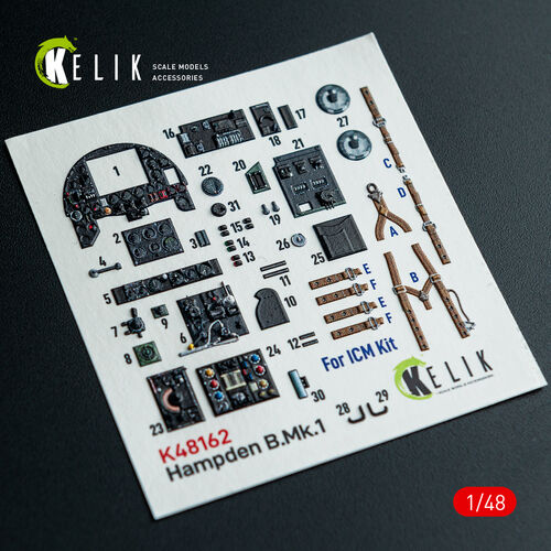 KELIK K48162 Hampden B.Mk.1 - interior 3D decals for ICM kit 1/48