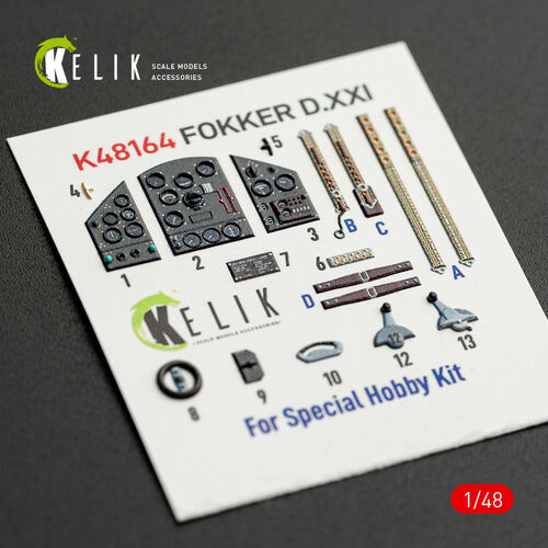 KELIK K48164 FOKKER D.XXI - interior 3D decals for Special Hobby kit 1/48
