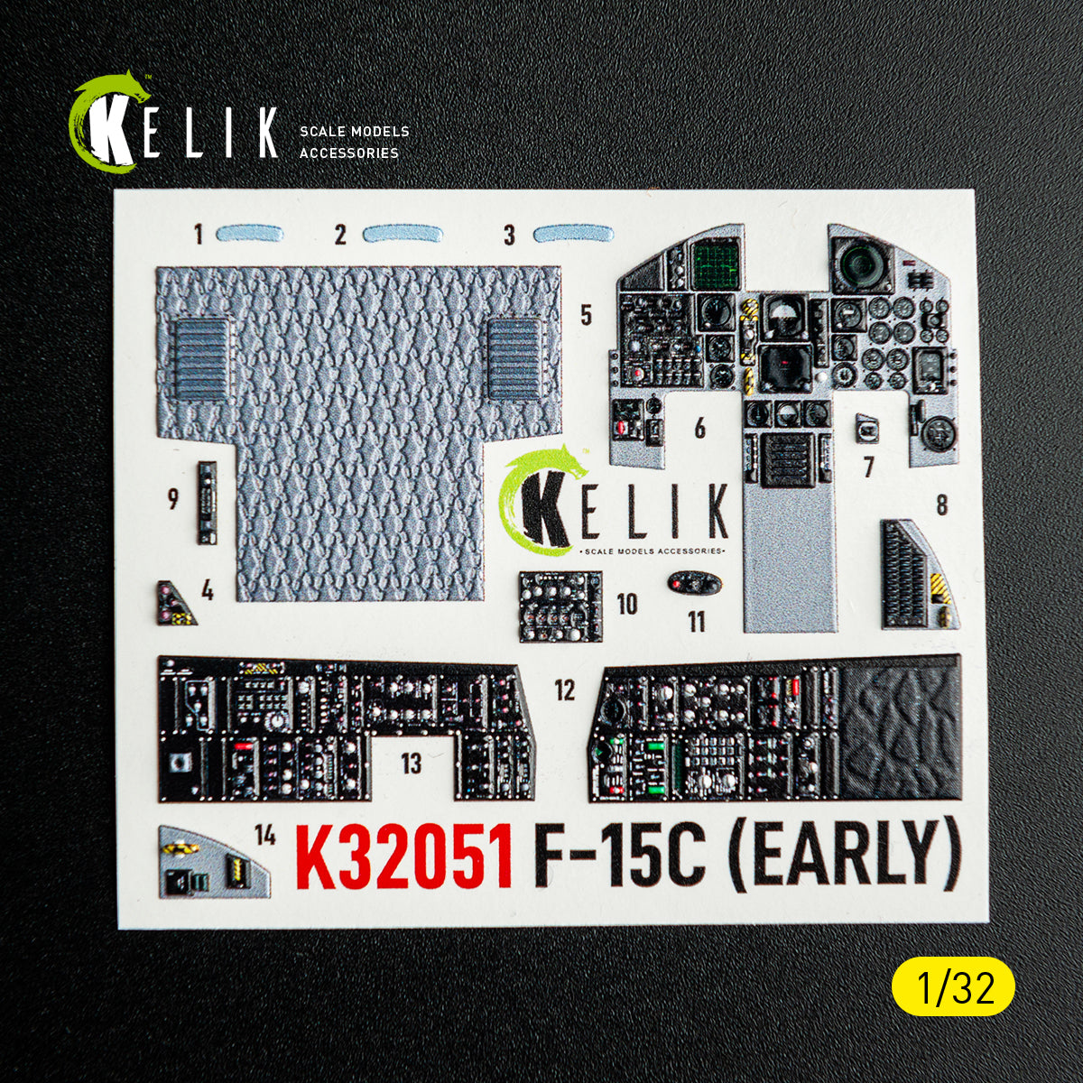 KELIK K32051 F-15C (early) - interior 30 decals for Tamiya kit 1/32 – imagen 2