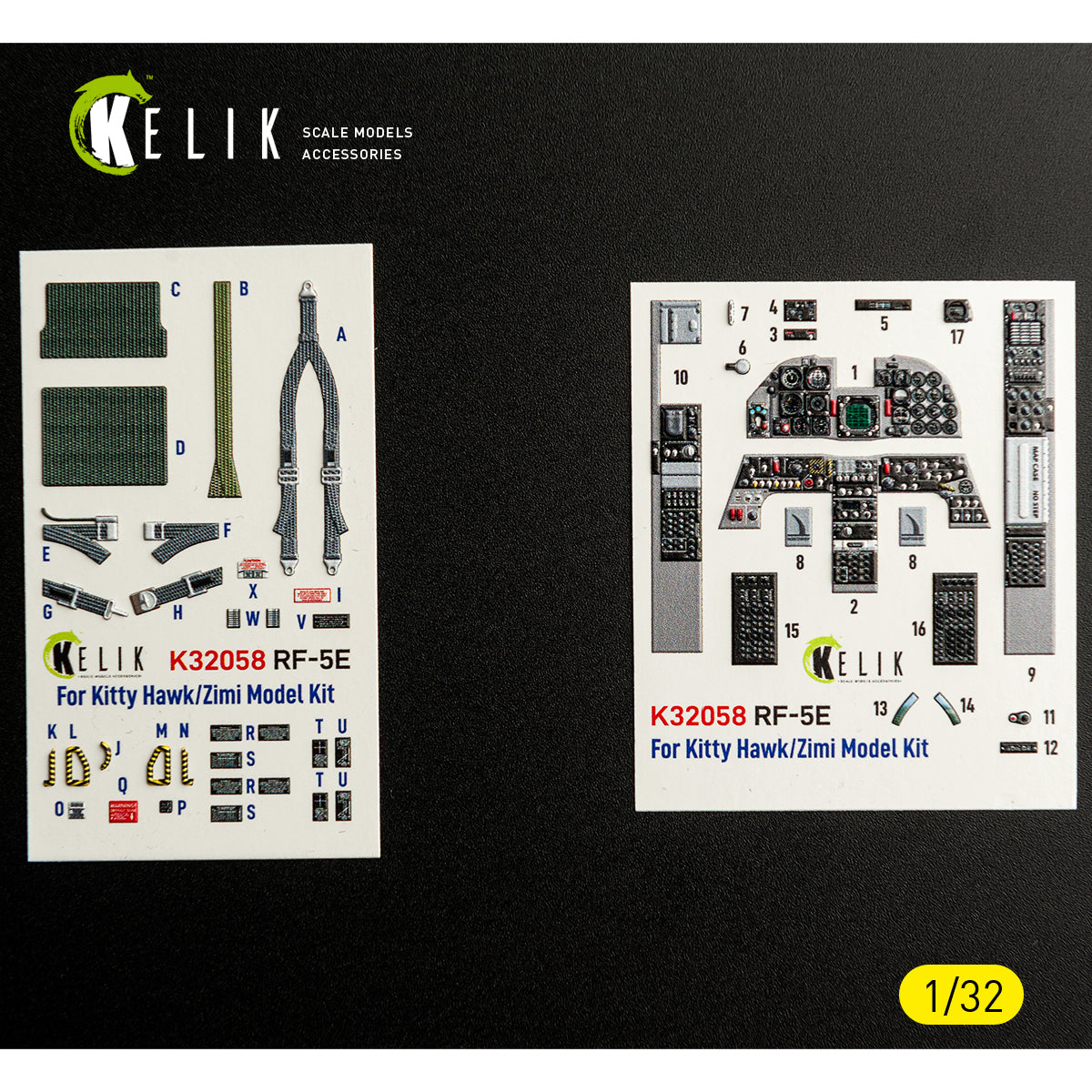 KELIK K32058 RF-5E - interior 3D decals for Kitty Hawk/Zimi models kit 1/32 – imagen 2