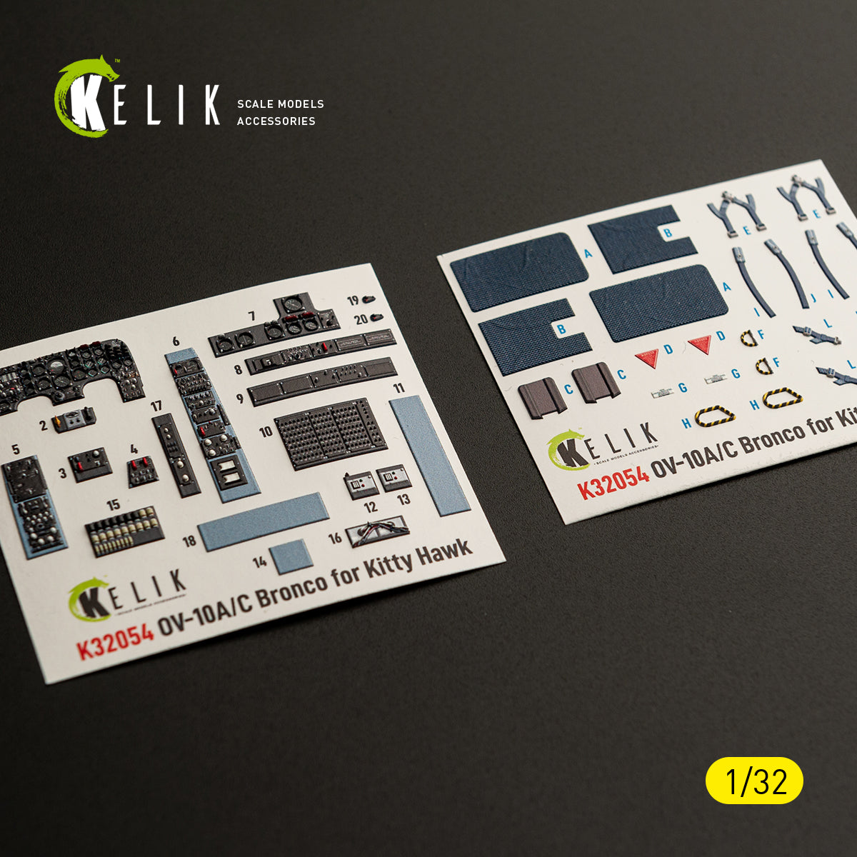KELIK K32054 0V-10A/C Bronco - interior 3D decals for Kitty Hawk/Zimi models kit 1/32 – imagen 3