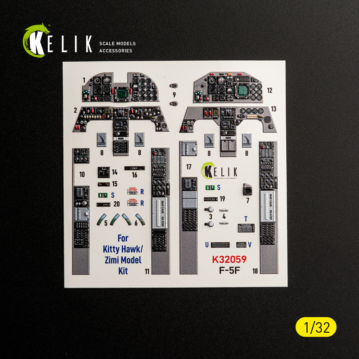 KELIK K32059 F-5F - interior 3D decals for Kitty Hawk/Zimi models kit 1/32 – imagen 9