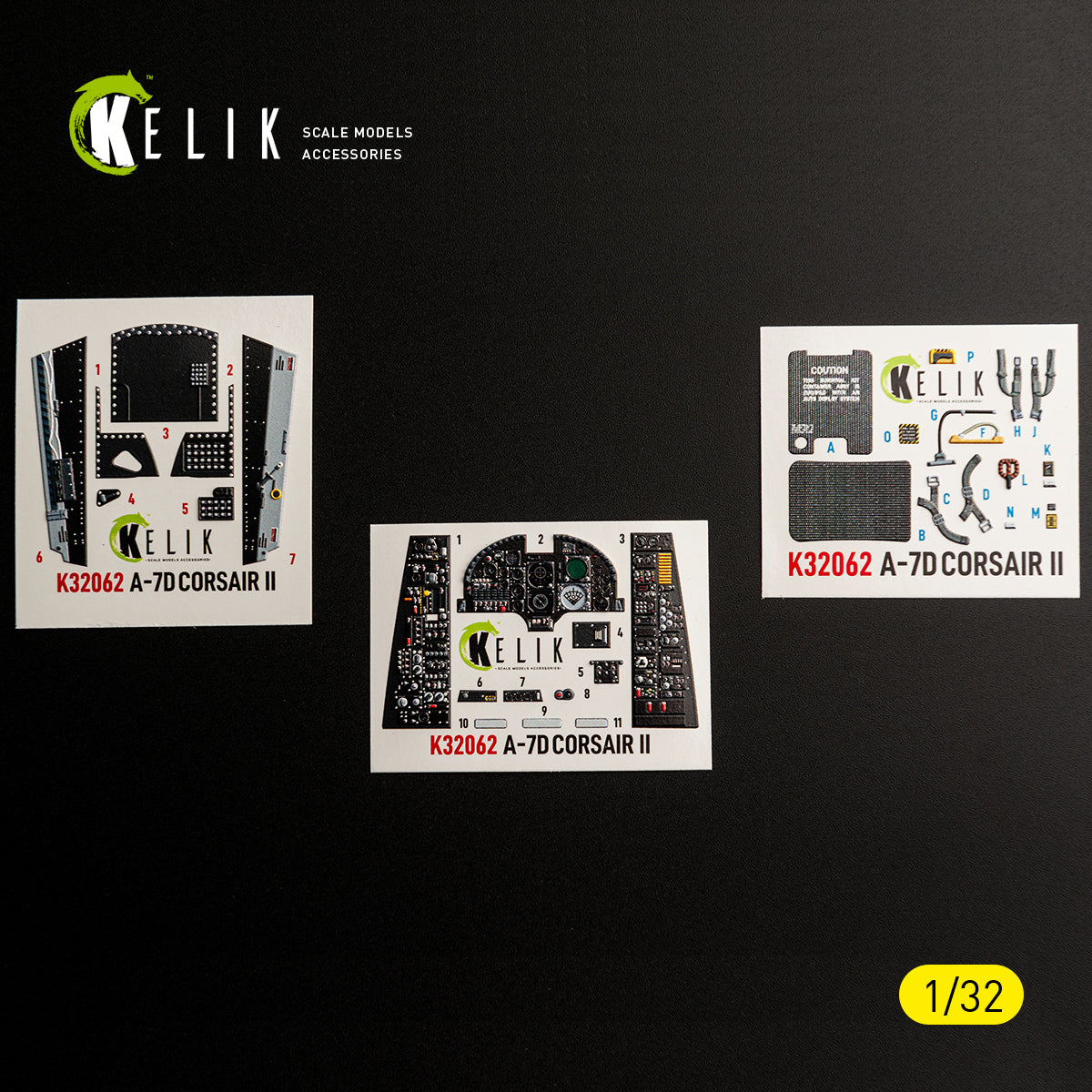 KELIK K32062 A-7D CORSAIR II - interior 30 decals for Trumpeter kit 1/32 – imagen 5