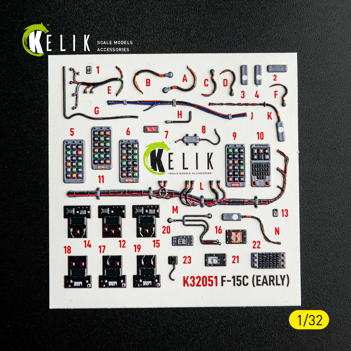 KELIK K32051 F-15C (early) - interior 30 decals for Tamiya kit 1/32 – imagen 9