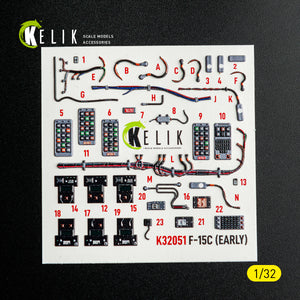 KELIK K32051 F-15C (early) - interior 30 decals for Tamiya kit 1/32 – imagen 9