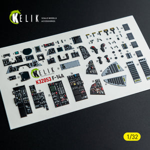 KELIK K32053 F-14A - interior 3D decals for Tamiya kit 1/32 – imagen 11
