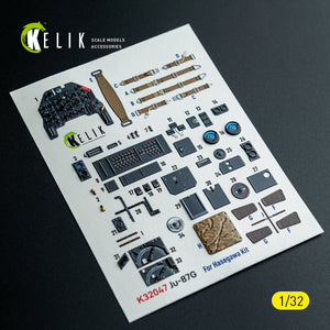 KELIK K32047 Ju-87G - interior 3D decals for Hasegawa kit 1/32