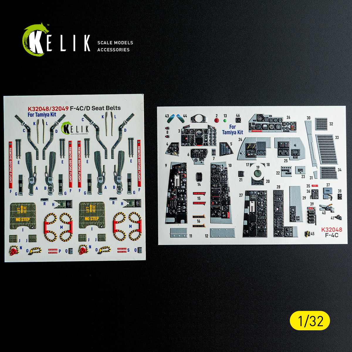 KELIK K32048 F-4C - interior 3D decals for Tamiya kit 1/32