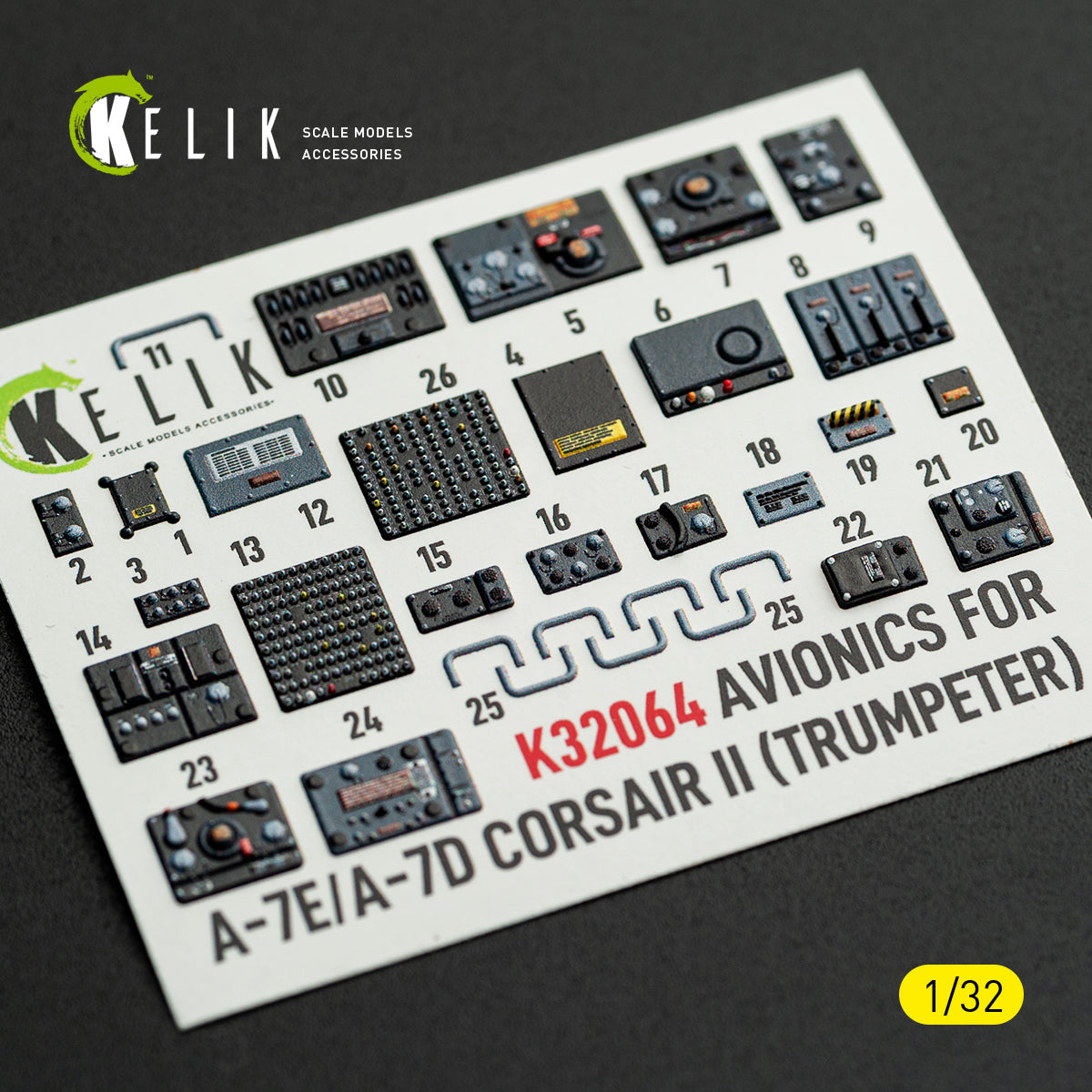 KELIK K32064 Avionics for A-7E/D CORSAIR II - exterior 3D decals for Trumpeter kit 1/32