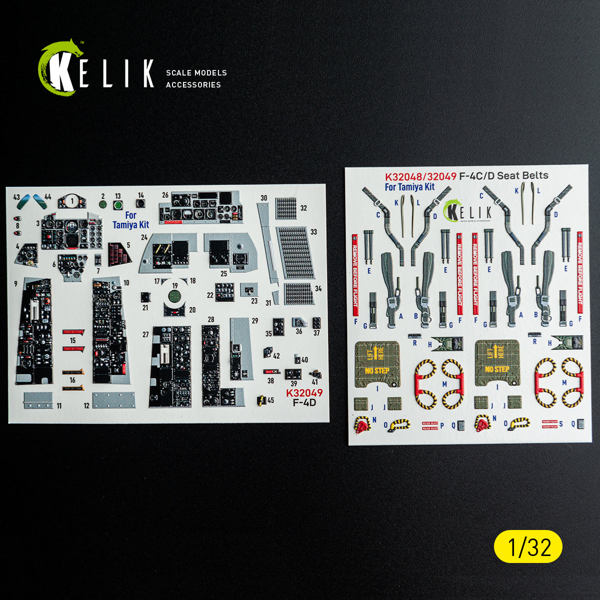 KELIK K32049 F-4D - interior 3D decals for Tamiya kit 1/32