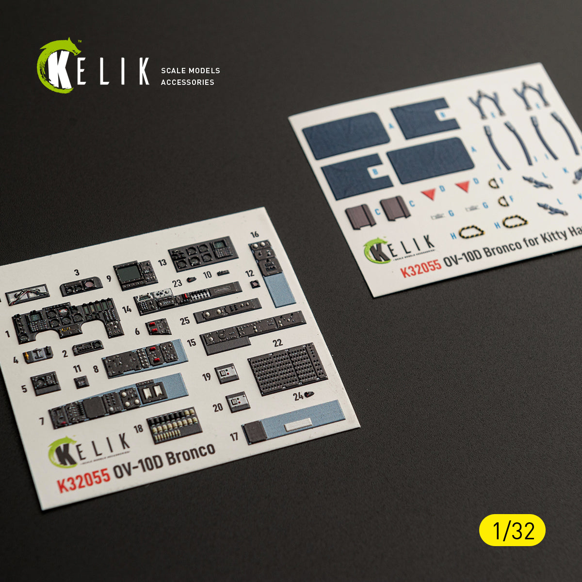 KELIK K32055 OV-10D Bronco - interior 3D decals for Kitty Hawk/Zimi models kit 1/32
