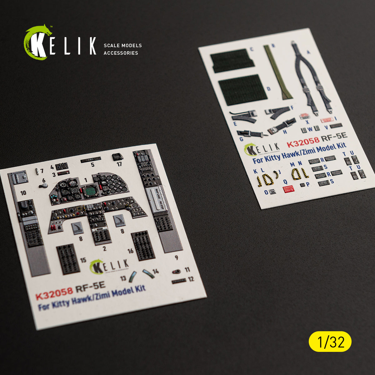 KELIK K32058 RF-5E - interior 3D decals for Kitty Hawk/Zimi models kit 1/32