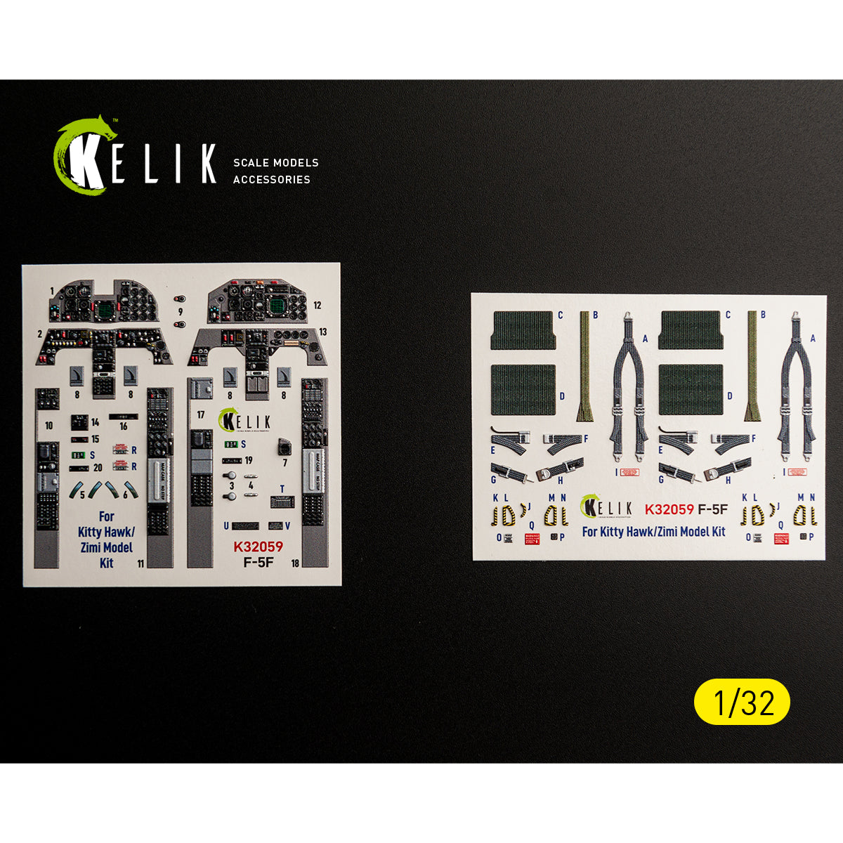 KELIK K32059 F-5F - interior 3D decals for Kitty Hawk/Zimi models kit 1/32 – imagen 16