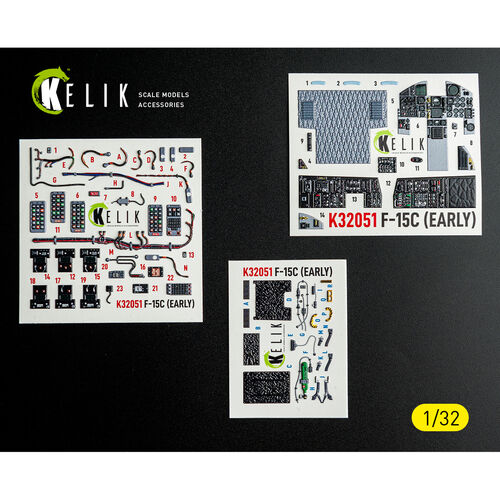 KELIK K32051 F-15C (early) - interior 30 decals for Tamiya kit 1/32