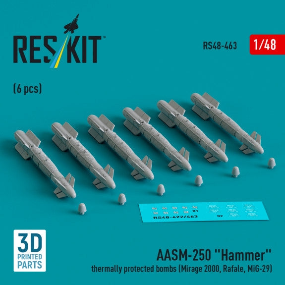 RESKIT RS48-0463 AASM-250 "Hammer" thermally protected bombs (6 pcs) (3D Printed1/48
