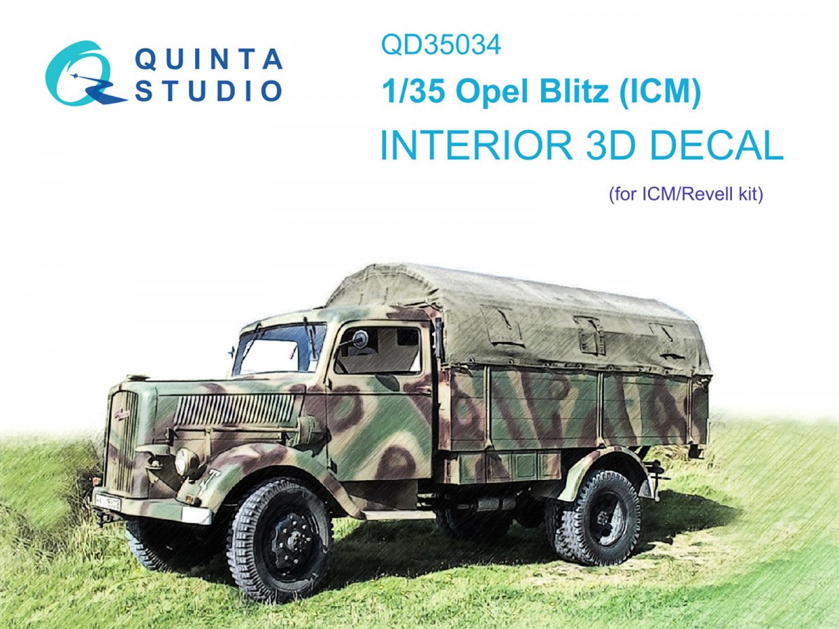 Quinta Studio QD35034 Opel Blitz 3D-Printed &amp; colored Interior on decal paper (ICM) 1/35