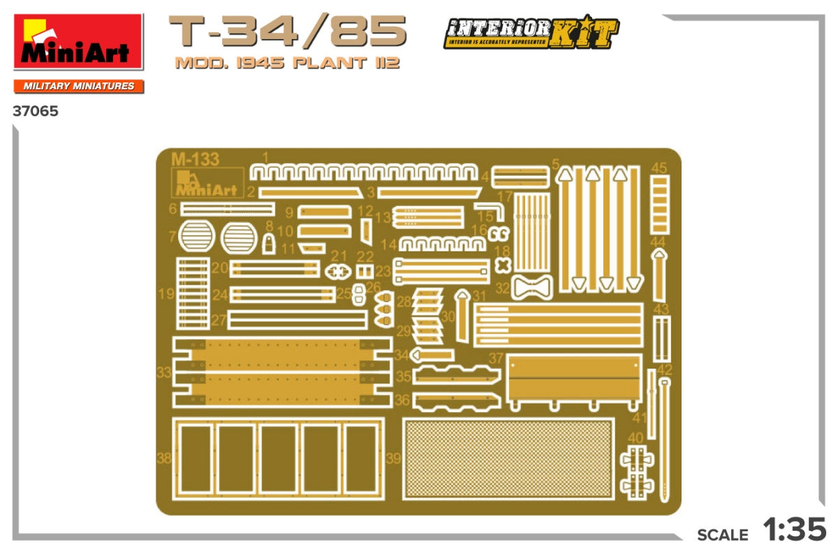 MiniArt 37065 T-34/85 MOD. 1945. PLANT 112. INTERIOR KIT 1/35 – imagen 3