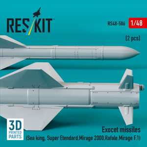 RESKIT RS48-0506 Exocet missiles (2 pcs) (3D Printed) 1/48 – imagen 3
