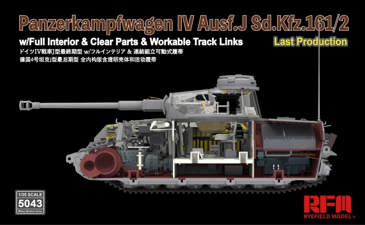 Rye Field Model 5043 Panzerkampfwagen IV Ausf.J Sd.Kfz.161/2 (w/full interior&amp;amp;clear parts&amp;amp;workle track links) 1/35 – Bild 6