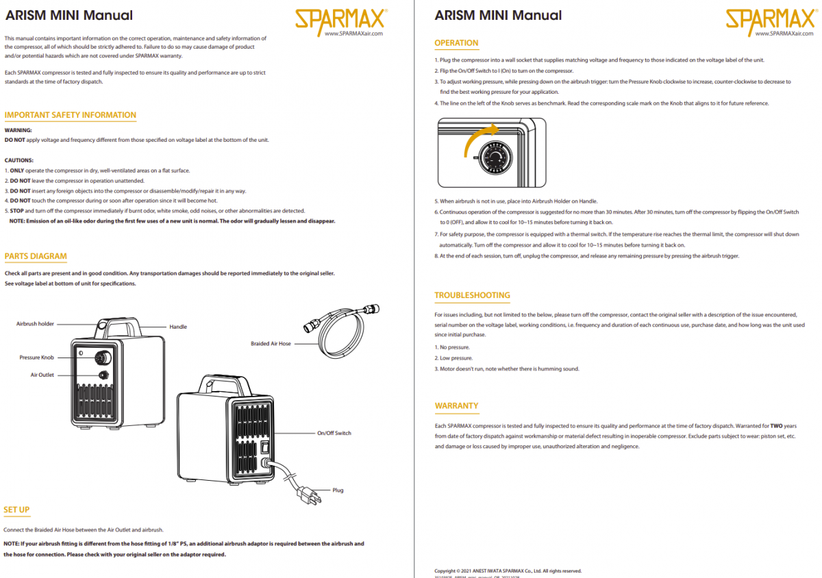 Sparmax 1MSS Arism Mini Air Compressor (Star Silver) With 2m Hose – image 2
