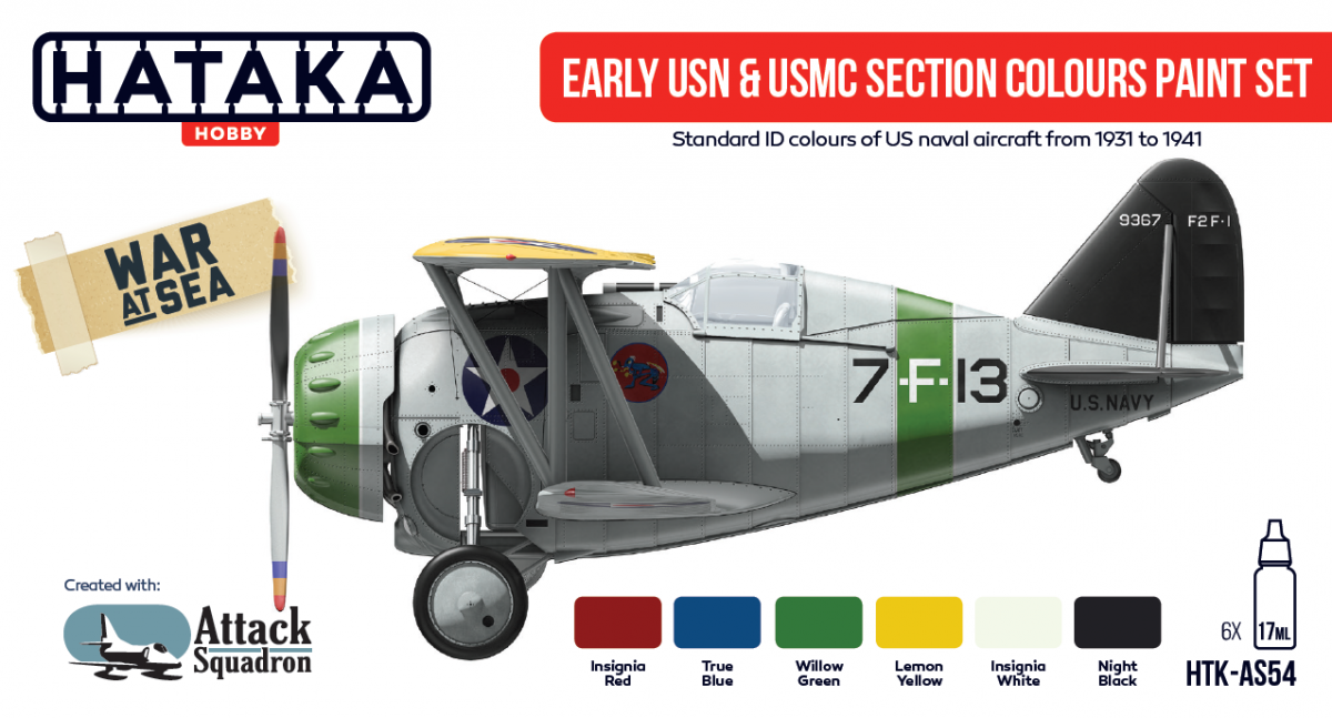 Hataka Hobby HTK-AS54 Early USN &amp;amp; USMC section Colours Set (6x17ml)
