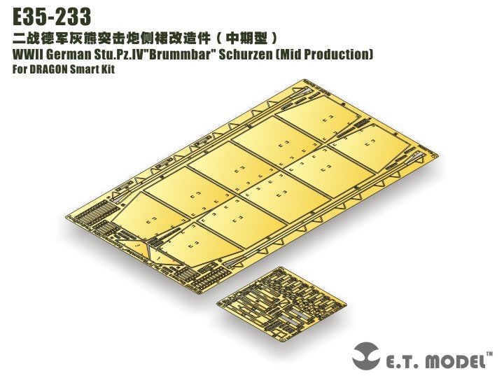 E.T. Model E35-233 WWII German Stu.Pz.IV"Brummbar" Schurzen（Mid Production) (For DRAGON Smart Kit) 1/35