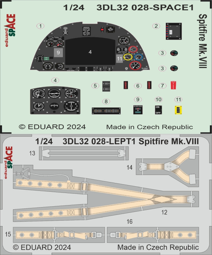 Eduard 3DL32028 Spitfire Mk.VIII SPACE AIRFIX 1/24 – image 3