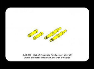 Aber A48 010 Set of 2 barrels for German aircraft 30mm machine cannons MK 108 with blast tube 1/48 – immagine 5