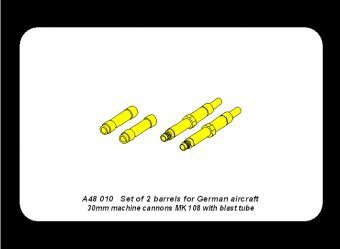 Aber A48 010 Set of 2 barrels for German aircraft 30mm machine cannons MK 108 with blast tube 1/48 – immagine 5