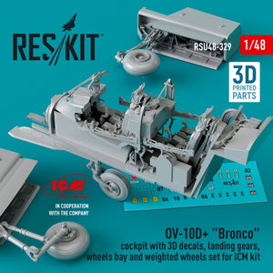 RESKIT RSU48-0329 OV-10D+ &amp;quot;BRONCO&amp;quot; COCKPIT WITH 3D DECALS, LANDING GEARS, WHEELS BAY AND WEIGHTED WHEELS SET FOR ICM KIT (3D PRINTED) 1/48 – imagen 2
