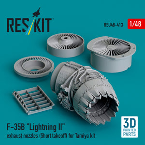 RESKIT RSU48-0413 Tuyère d&amp;#39;échappement F-35B « Lightning II » (décollage court) pour maquette Tamiya (impression 3D) 1/48  – image 2