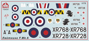 Ark Models 72025 BAC Lightning F.6 British fighter interceptor 1/72 – imagen 2