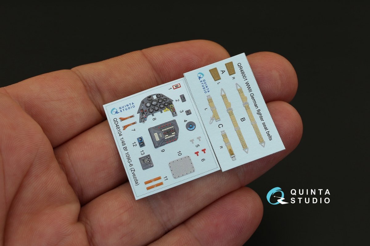 Quinta Studio QD48104 Bf 109G-6 3D-Printed &amp;amp; coloured Interior on decal paper (for Zvezda kit) 1/48 – imagen 2
