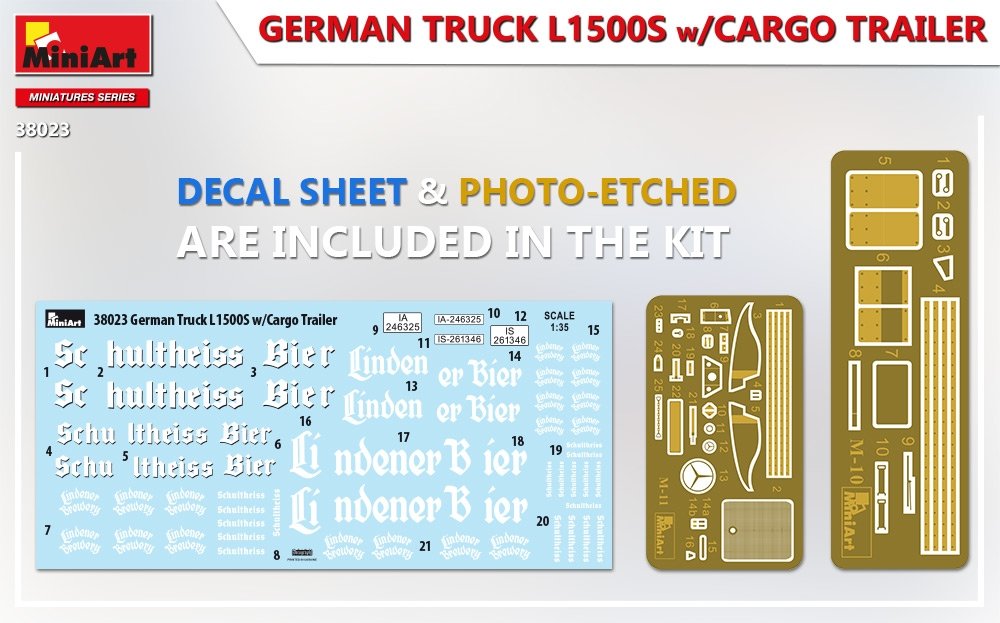 MiniArt 38023 GERMAN TRUCK L1500S w/CARGO TRAILER 1/35 – Bild 3