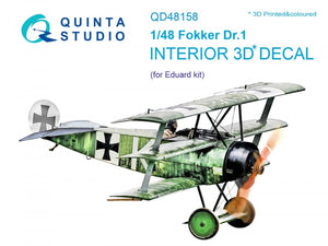 Quinta Studio QD48158 Fokker Dr.1 3D-Printed &amp;amp; coloured Interior on decal paper (for Eduard kit) 1/48