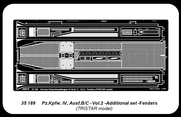 Aber 35189 German medium tank Pz.Kpfw. IV, Ausf.B/C - vol. 2 - additional set - fenders 1/35 – imagen 3
