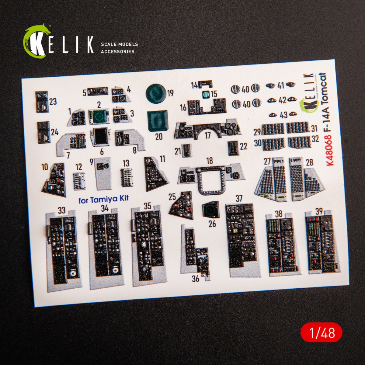 KELIK K48068 F-14A TOMCAT LATE INTERIOR 3D DECALS FOR TAMIYA KIT 1/48 – zdjęcie 2