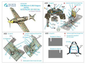 Quinta Studio QD48389 Macchi C.202 Folgore Early 3D-Printed &amp;amp; coloured Interior on decal paper (Hasegawa/Eduard) 1/48 – imagen 2